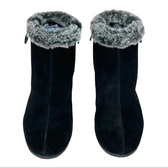 SoftWalk Helena Black Suede Leather Faux Fur Trim Womens Ankle Boots Size 7M - Picture 5 of 16